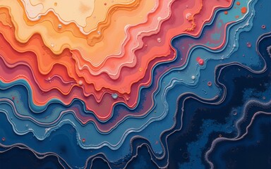 Liquid and Water Patterns in a Grunge Art Illustration. High quality