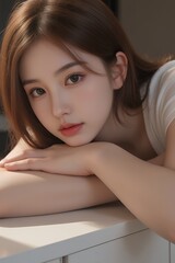 Obraz premium Portrait of a Young Woman with Brown Hair