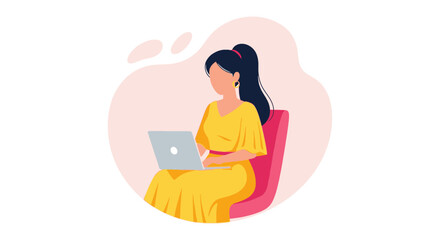 Female professional focused on her laptop, illustrating remote work, digital productivity, and flexible lifestyle.