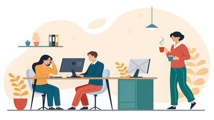 Productive team collaboration in a modern office environment. Professionals working together, ideal for business, technology, and corporate lifestyle themes.