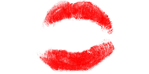 Lip print, bold red lipstick textured kiss mark wide illustration symbolizing passion romance sensuality artistic pop art cultural fashion creative expression modern design