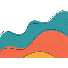 Selbstklebende Fototapeten Hokusai Die Große Welle Abstract colorful wavy layered shapes with textured paper effect creating vibrant design  © TimeZone