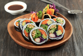 Gimbap, Korean Nori Wrapped Roll Rice with Various Filling