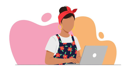 Modern woman working on laptop, embodying remote work, digital productivity, and online education. Ideal for business, lifestyle, and tech concepts.