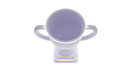 White Trophy Cup with Handles on Transparent Background for Award and Recognition