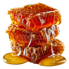 Delicious honeycomb dripping honey sweet organic food natural healthy treat isolated on transparent background, png