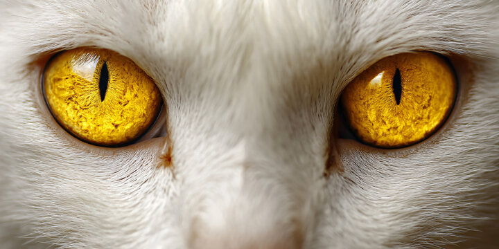 Cat Eyes Closeup Furry Feline Nature Predator Whiskers Paw Ears Fur Face Look Bright Vivid Expressive Detailed Portrait Watchful Curious Focused Cute Domestic White Staring Observant Surprised Playful