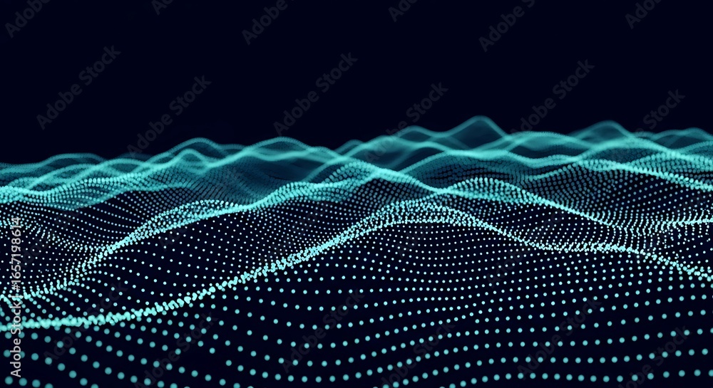 Aufkleber abstract digital wave background with blue dots, representing modern technology and data visualizati