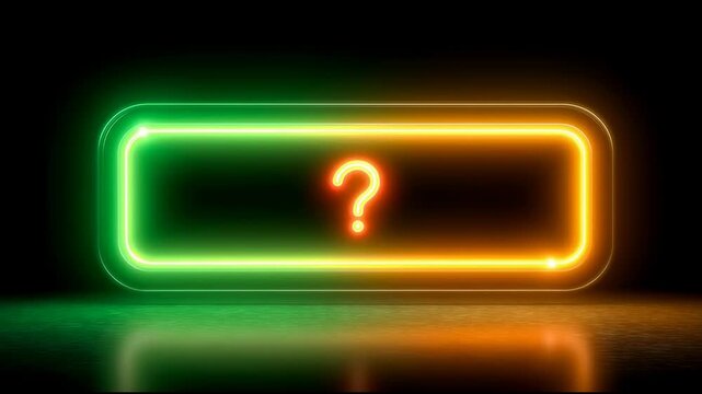 Neon Question Mark Button on a Black Background

