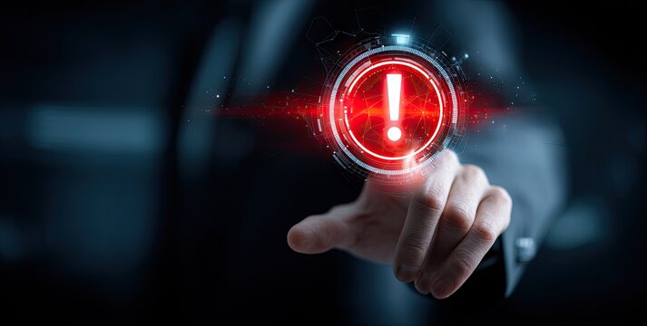 Person interacting with a digital warning alert