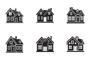 Fototapeta premium Assortment of six different house icon representations perfect for real estate related design and property themed project applications