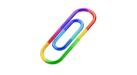Colorful Rainbow Paperclip on Transparent Background Bright Office Supplies