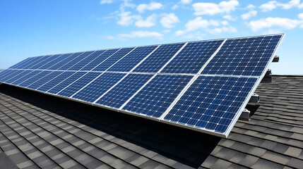 Solar panels on roof for renewable energy and sustainable power generation