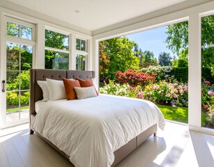 Modern bedroom with garden view (2)
