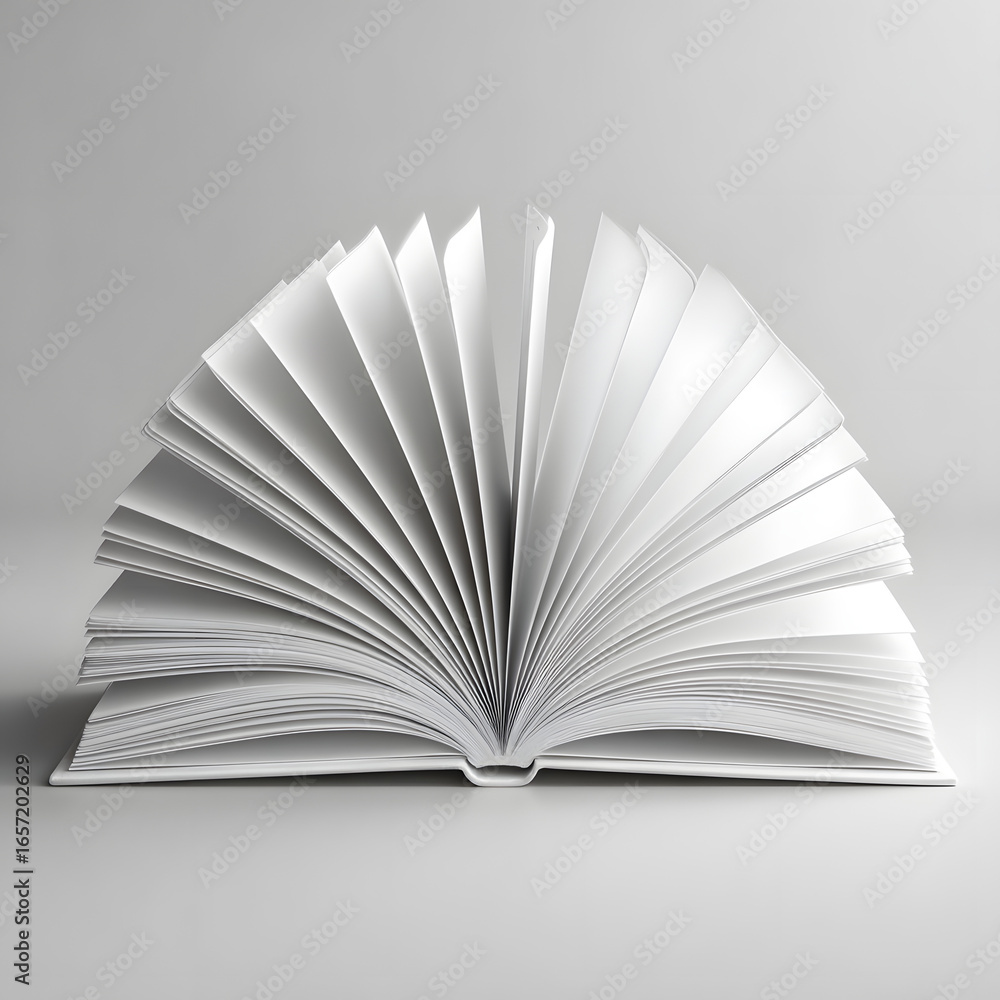 Aufkleber front magazine book template perspective view on grey background with soft shadows. 3d render illust