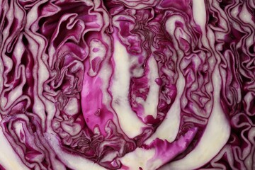 Cut fresh red cabbage as background, closeup
