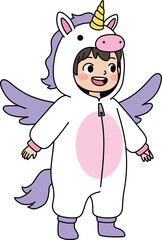 boy in Unicorn Costume with Wings Illustration
