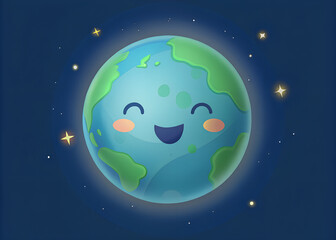 Obraz premium earth and globe world map smile vector summer illustration design