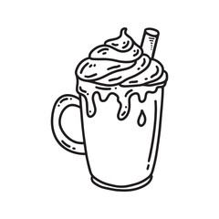 pumpkin spice latte hand drawn cartoon illustration