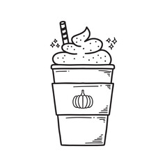 pumpkin spice latte hand drawn cartoon illustration