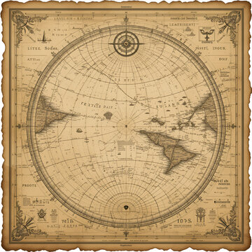 Old Nautical Chart Vector Background Portolan Chart with Rhumbline Network Lines Grid with Compass