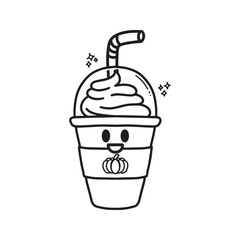 pumpkin spice latte hand drawn cartoon illustration