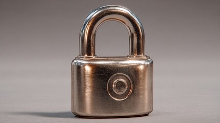 Metal padlock with keyhole offers security for personal belongings, shown on a gray background