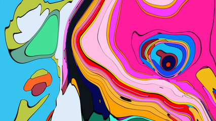 Obraz premium Colorful, abstract, fluid, and geometric background for a music festival