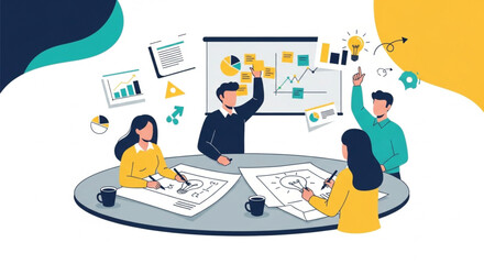 Business team collaborating on a strategy and planning session
