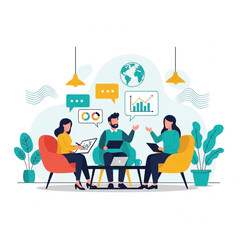 Business professionals collaborating in a modern office setting