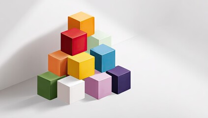 Obraz premium Colorful blocks forming a pyramid against a white background