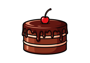 Chocolate cake with cherry on top.