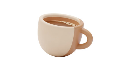 Cream-colored Coffee Mug Filled with Hot Coffee on Transparent Background