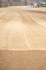 Naklejka premium 春の作付け前に整備された畑