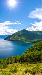 Scenic lake and mountain vista