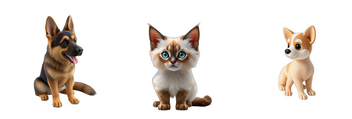 Fototapeta premium Collection of cute animals with transparent background