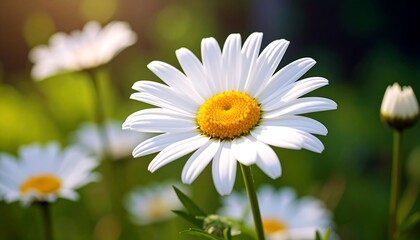 Beautiful white daisy in garden