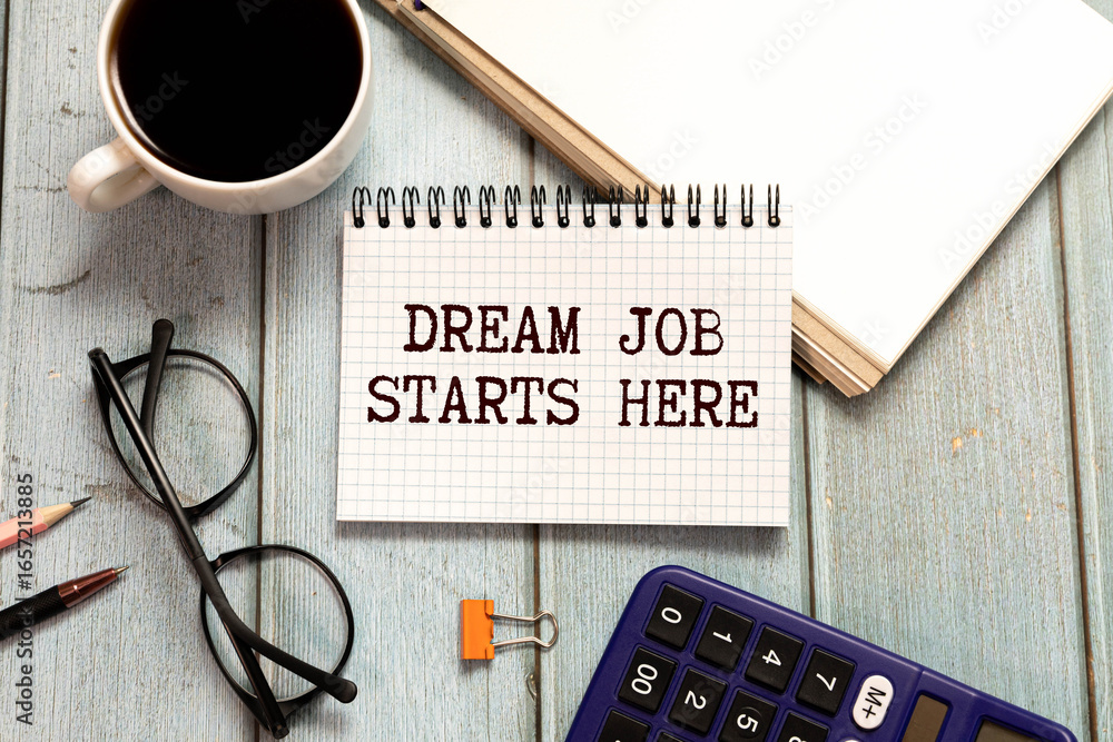 Poster goals text on notebook on graph background with pen and magnifier