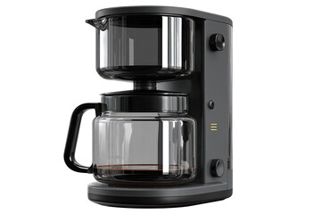 Modern black coffee maker with glass carafe