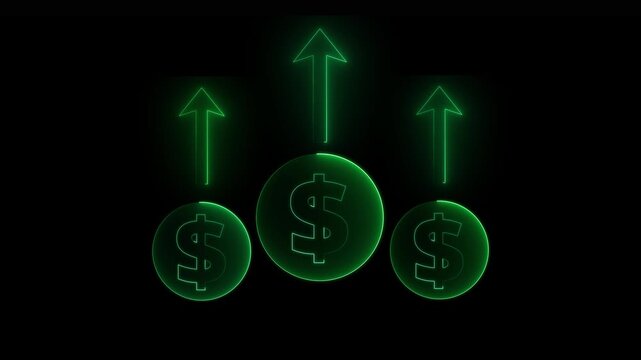 Neon dollar Business Graph Chart Icon Animation. Abstract neon line dollar business graph animation. Money, profit, investment, growth business, economy, finance