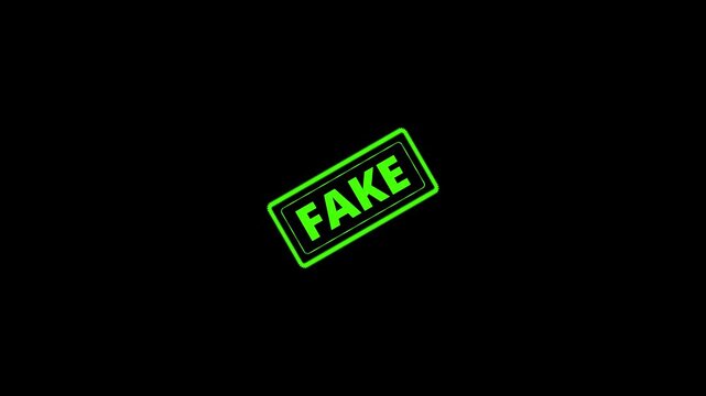 Fake postal stamp, threadbare seal, unmasking and disclosure to public, transparent background footage in 4K Animation. fake hoax false and manipulation headline news across international media.  
