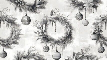 Charcoal Holiday Wreaths with Baubles and Icicles