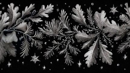 Ink Winter Foliage Holiday Border