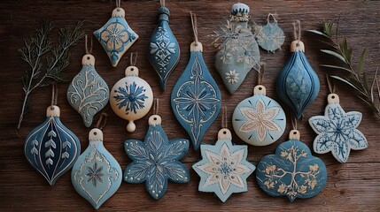 Rustic Folk-Art Wooden Holiday Ornaments
