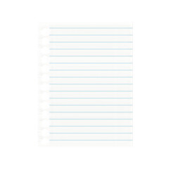 Notebook paper background, blank white worksheet exercise book, lined notebook paper, back to school vector illustration design.