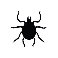 Mite black silhouette. Pest insect symbol. Insecticide icon. Bloodsucking bug. Easy editable vector design