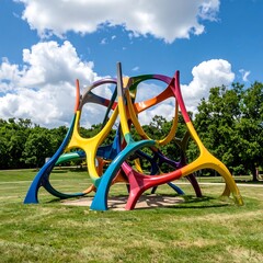 Colorful abstract sculpture in park