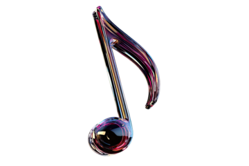 Abstract musical note, iridescent, transparent