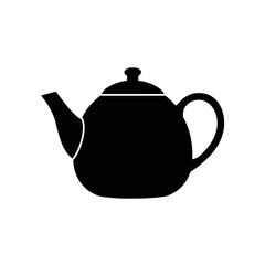 Teapot Silhouette. Minimalist Illustration, Black, Hot Beverages, Kitchen Tools Concept, Transparent Background. For Tea Blogs, Cafe Menus, Drink Recipes, Kitchenware Advertising
