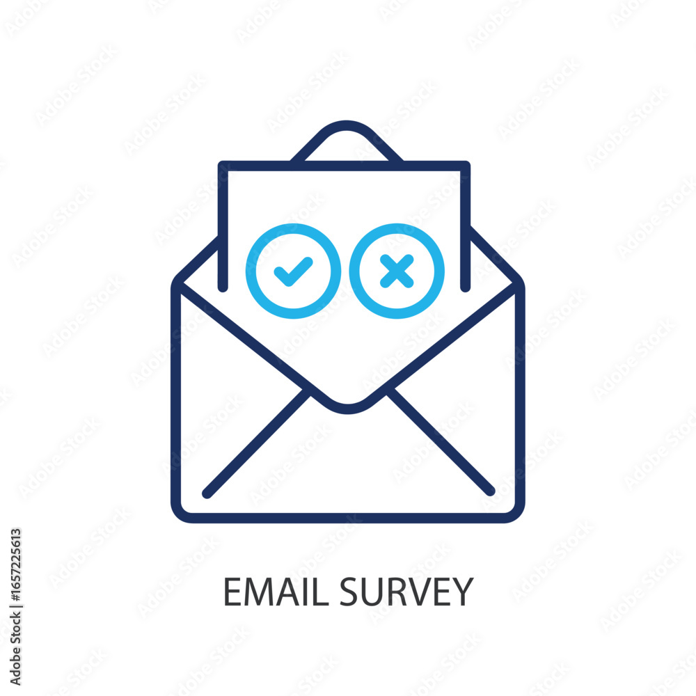 Poster email survey thin line vector icons.